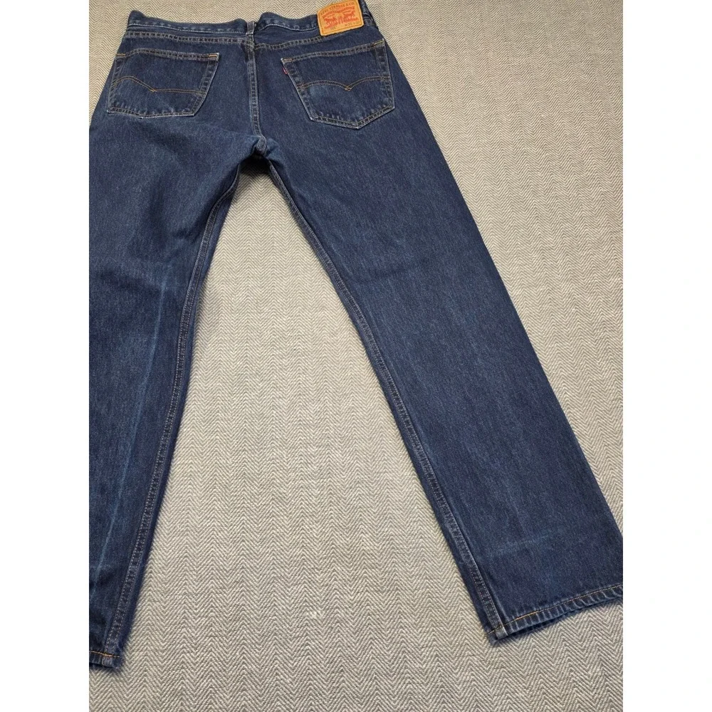 Levis 505 Regular Fit Straight Leg Jeans Mens‎ 36x32 Dark Indigo Blue Denim